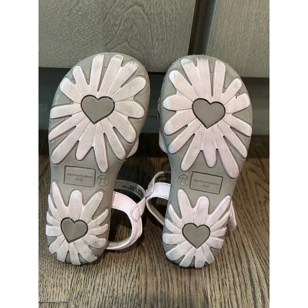 Cupcakes & Cashmere Toddler Sz11 Girls 3D Flower Sandals Pink Holographic Strap